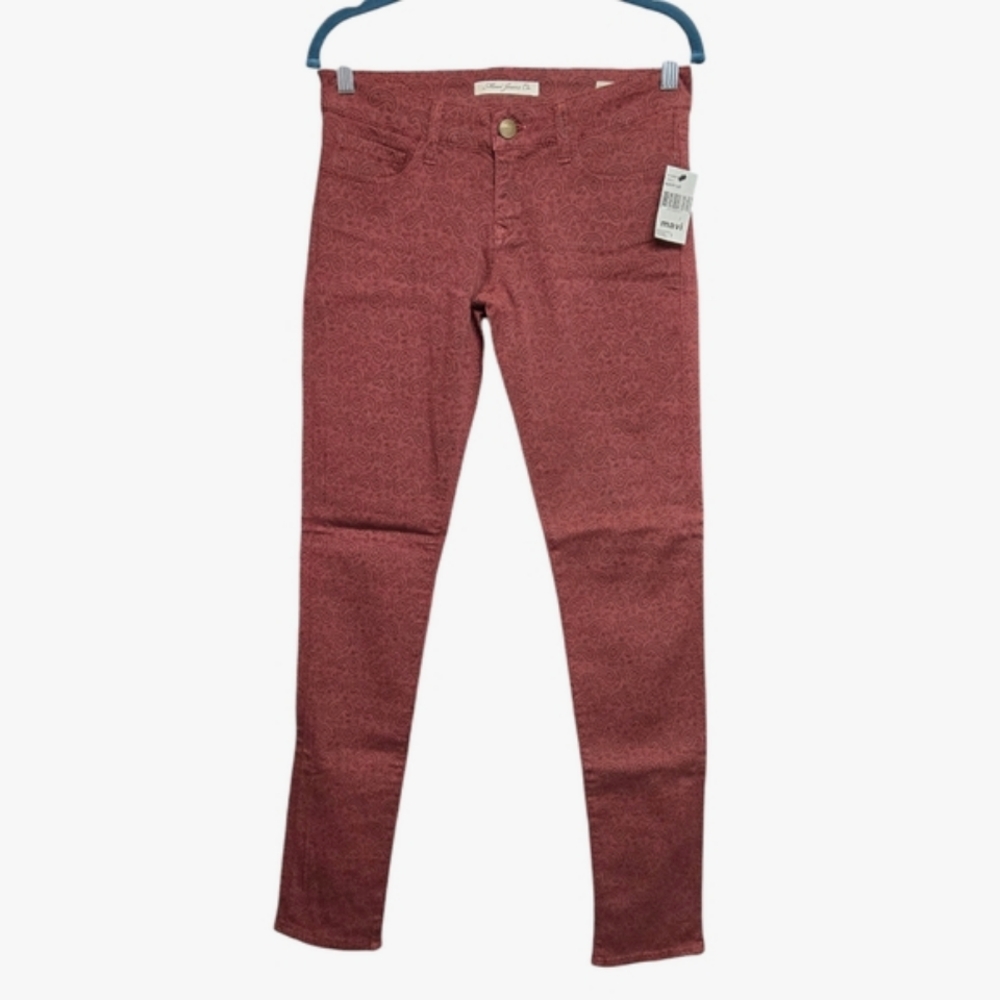 MAVI Serena Low-Rise Super Skinny Paisley Print Jeans Sz 27 Brick Red
